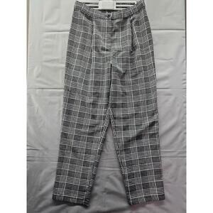 H&M Divided Women’s Plaid Pants Black White Check Trousers Size 6